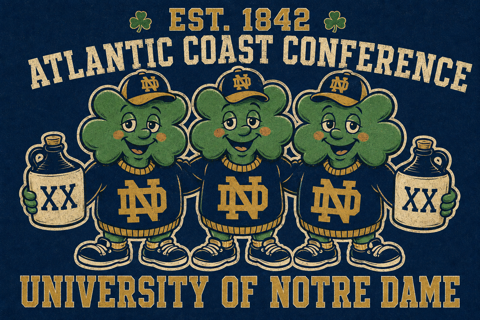 Notre Dame Shamrock Trio Atlantic Coast Conference Graphic