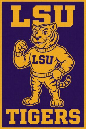 Purple and Gold LSU Tigers Mascot Graphic Wall Art