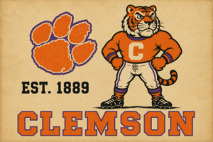 Clemson Tiger Retro-Style Est. 1889 Wall Art