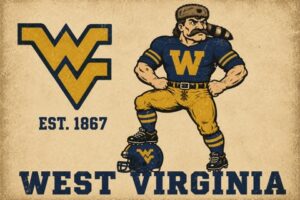 Vintage-Style West Virginia Football Graphic Wall Art