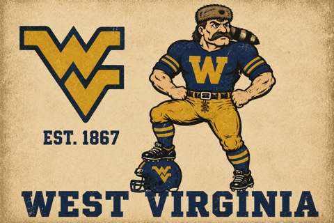 Vintage-Style West Virginia Football Graphic Wall Art