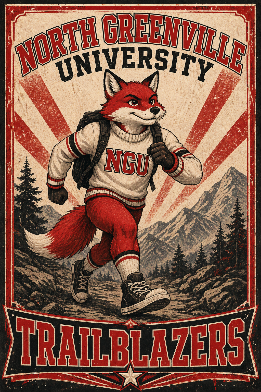 North Greenville University Trailblazers Fox Mountain Wall Art