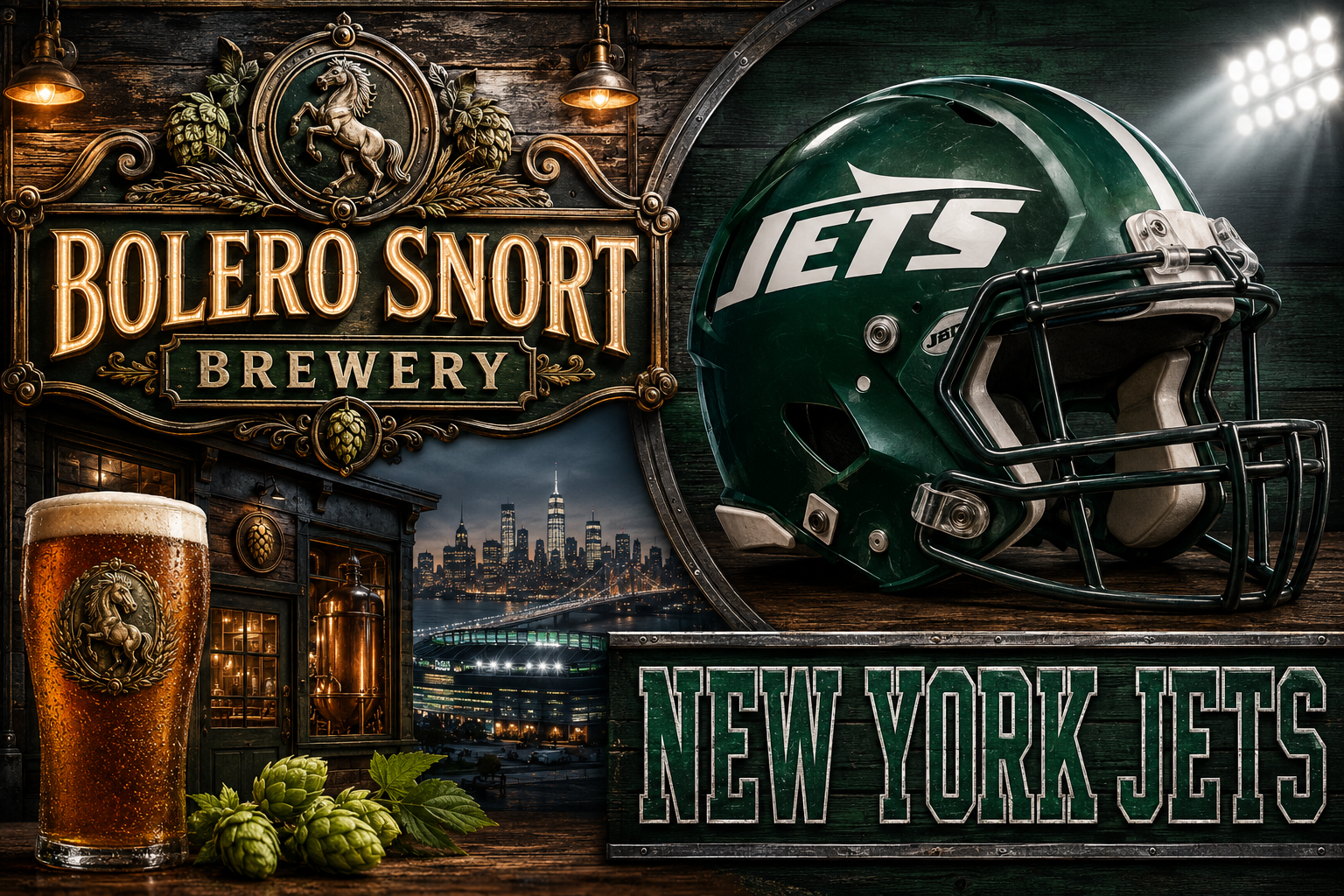New York Jets Bolero Snort Brewery Sports Bar Wall Art