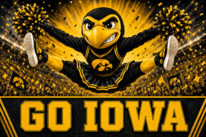 Go Iowa Yellow and Black Mascot Stadium Wall Art