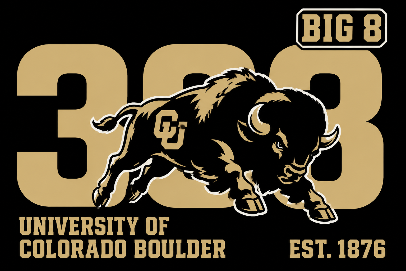 Black and Gold Colorado Boulder Buffalo Wall Art