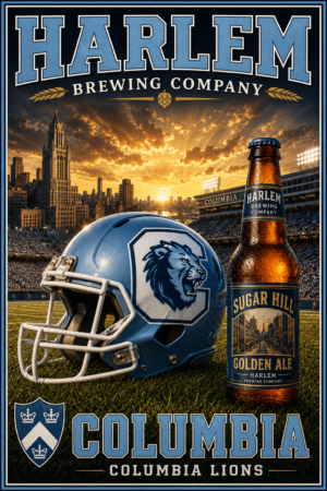 Harlem Brewing Company Columbia Lions Football Poster