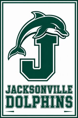 Jacksonville Dolphins Green and White Dolphin Wall Art