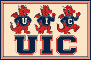 Red Dragon UIC-Style School Spirit Wall Art
