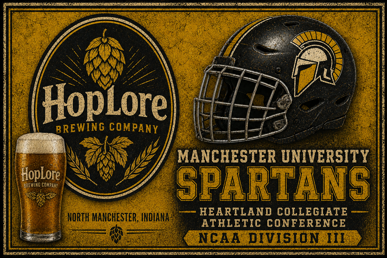 HopLore Brewing Company Spartans-Themed Vintage Wall Art