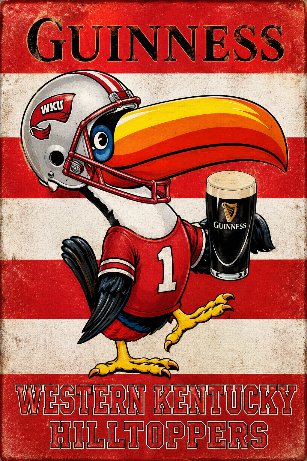 Guinness Western Kentucky Hilltoppers Football Vintage-Style Sign