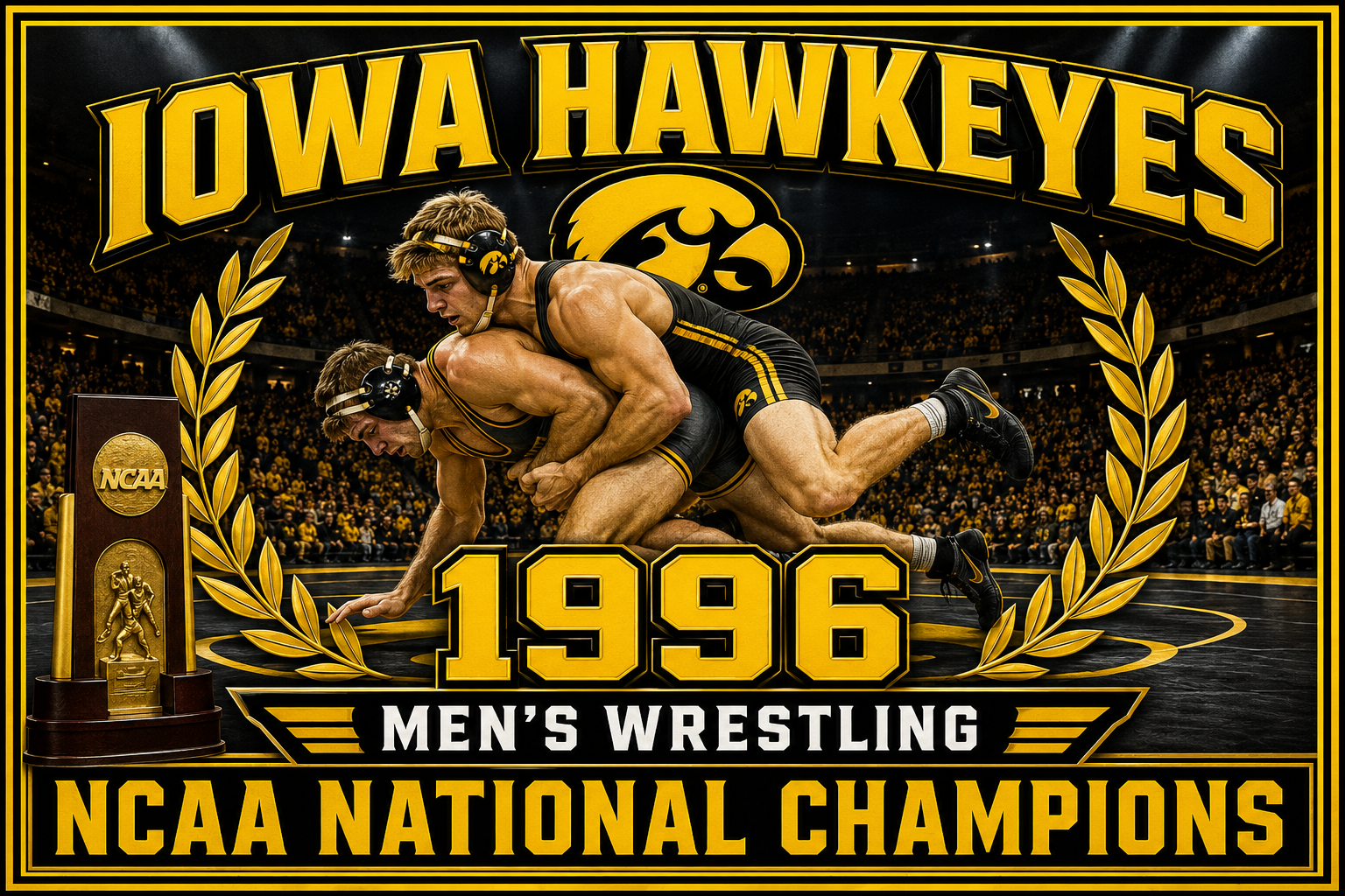 Iowa Hawkeyes 1996 Men’s Wrestling Championship Wall Art
