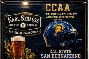 Cal State San Bernardino Football & Karl Strauss Wall Sign