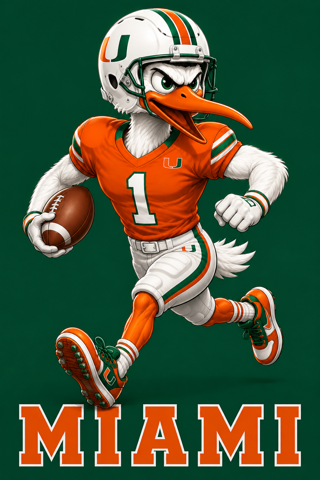 Miami Football Duck Mascot Poster Design