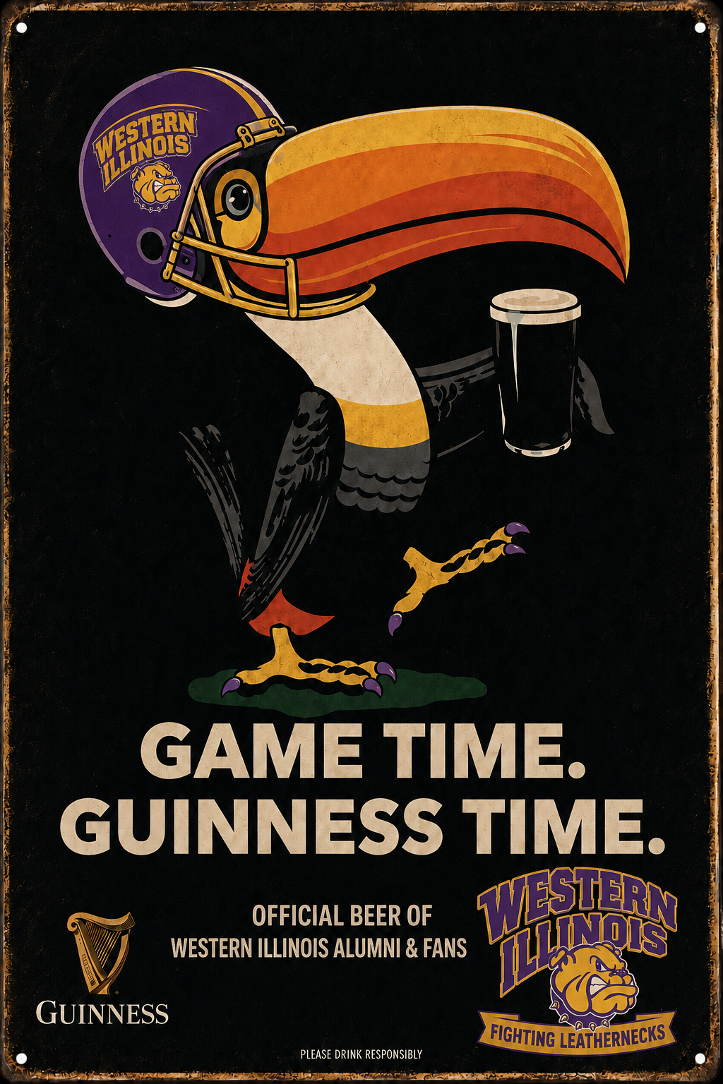 Western Illinois Leathernecks Guinness Football Wall Sign