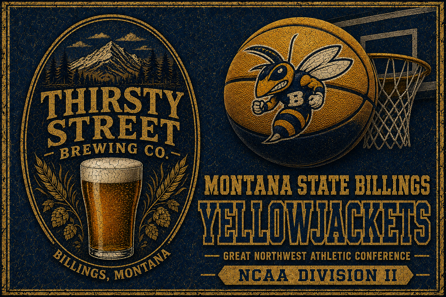 Thirsty Street Montana State Yellowjackets Vintage-Style Wall Art