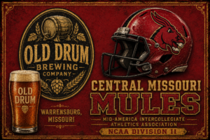 Central Missouri Mules Old Drum Brewing Vintage-Style Wall Art
