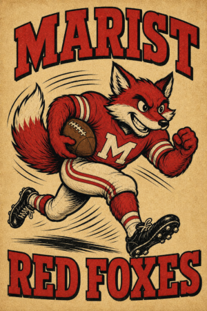 Marist Red Foxes Vintage-Style Football Poster
