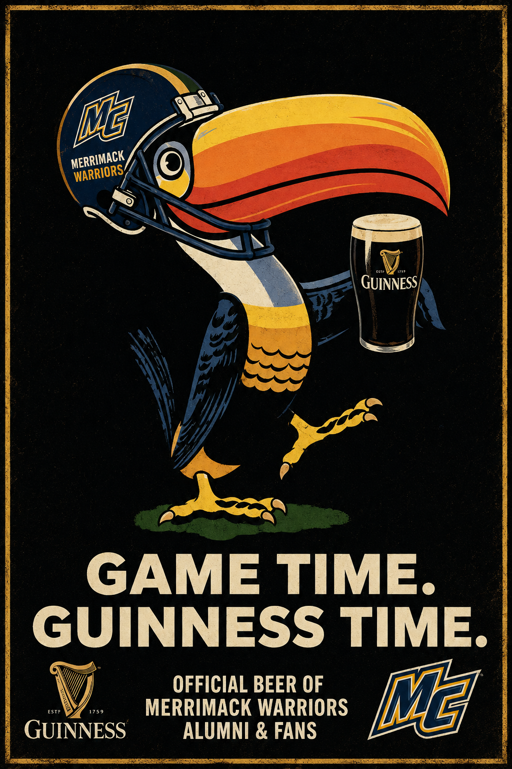 Merrimack Warriors Guinness Game Time Vintage-Style Wall Art