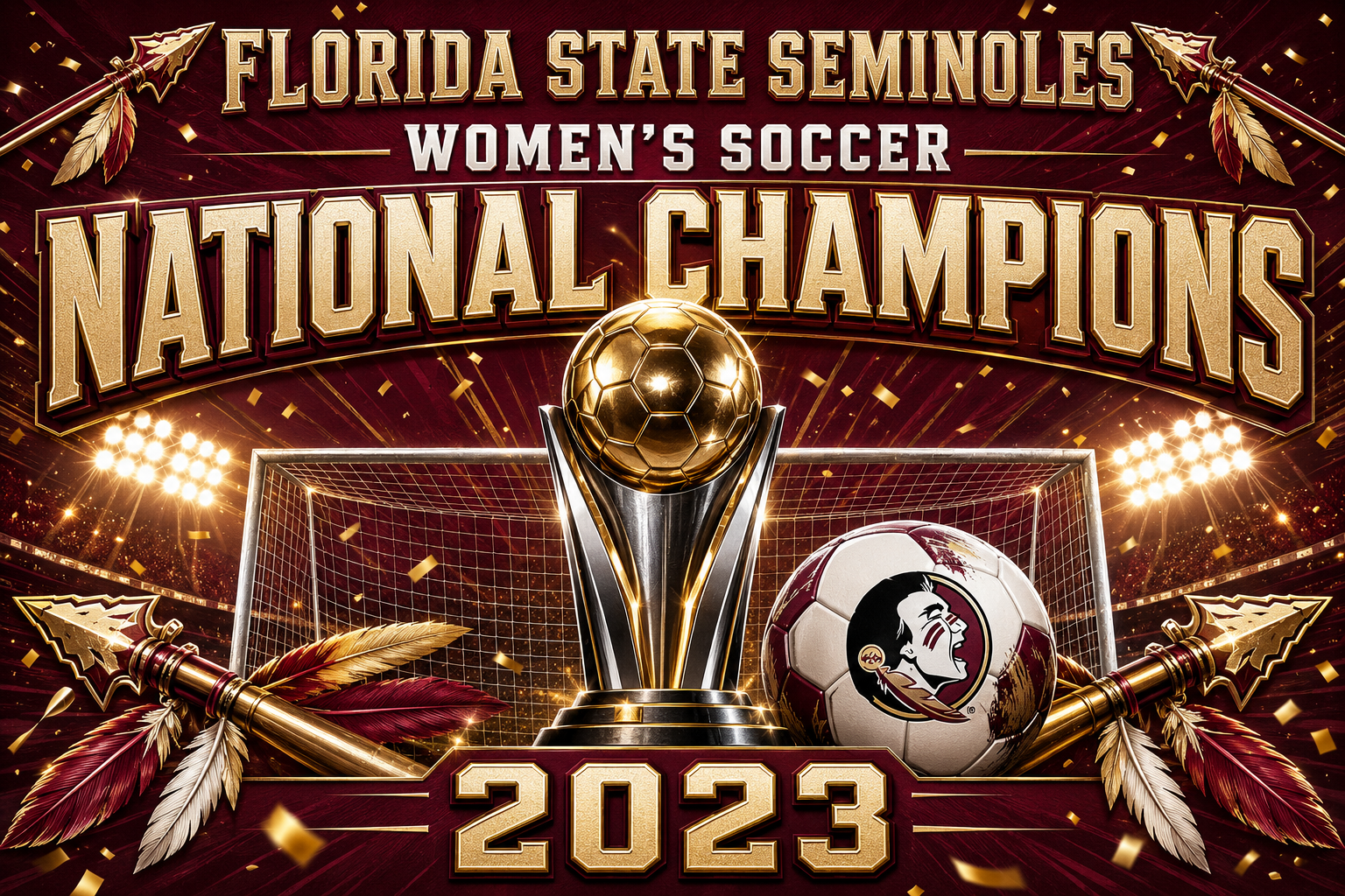 Florida State Seminoles Women’s Soccer 2023 Champions Art