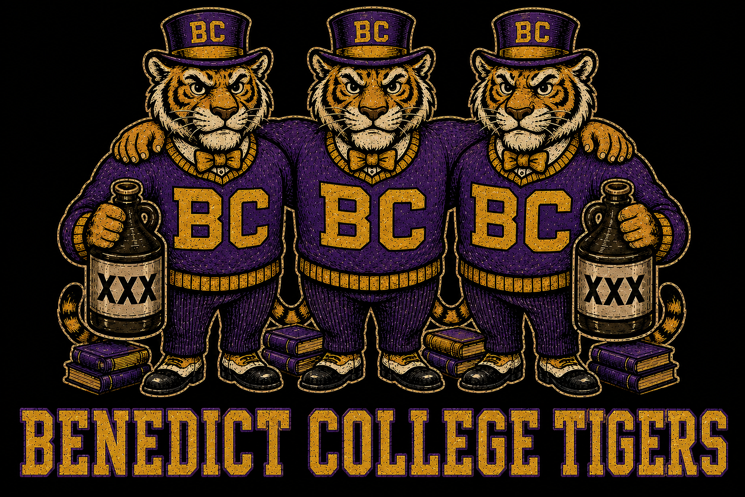 Benedict College Tigers Three-Tiger Graphic