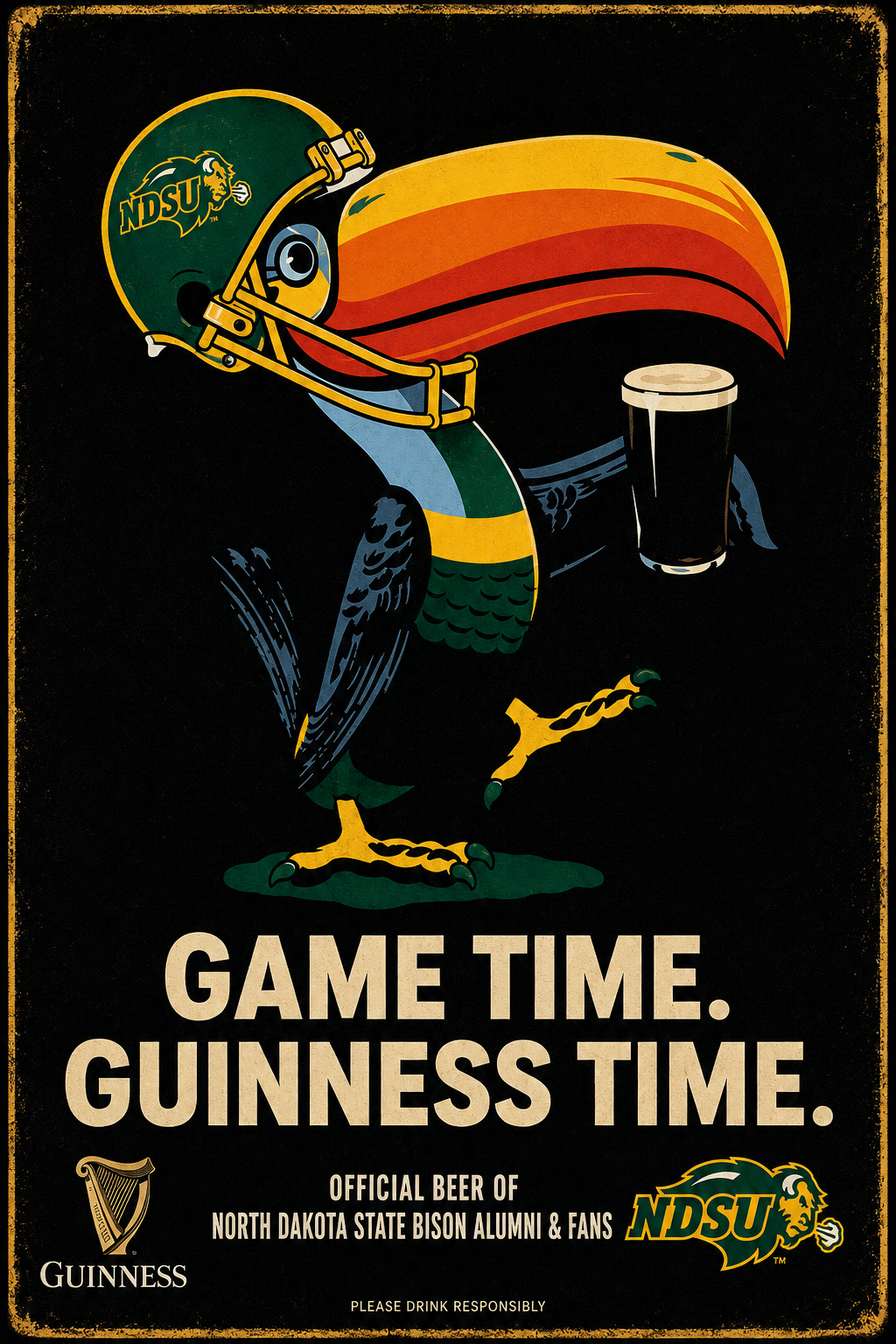 Game Time Guinness NDSU Bison Vintage-Style Wall Art