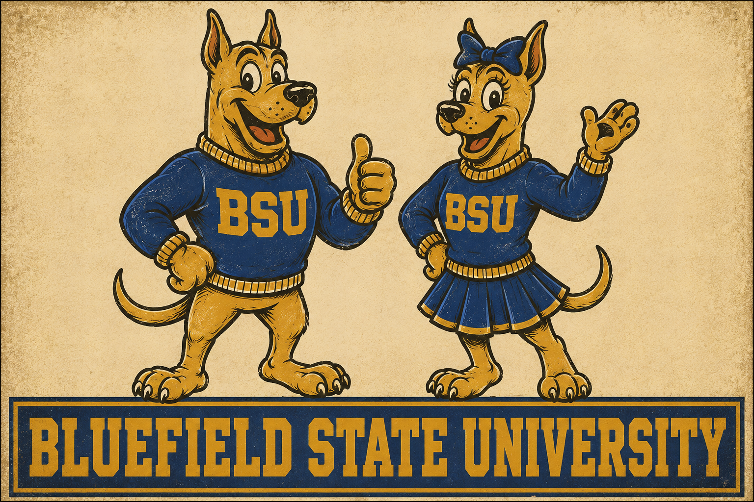 Bluefield State University Bulldog Duo Vintage-Style Wall Art