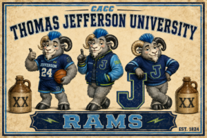 Thomas Jefferson University Rams Three Mascots Wall Art