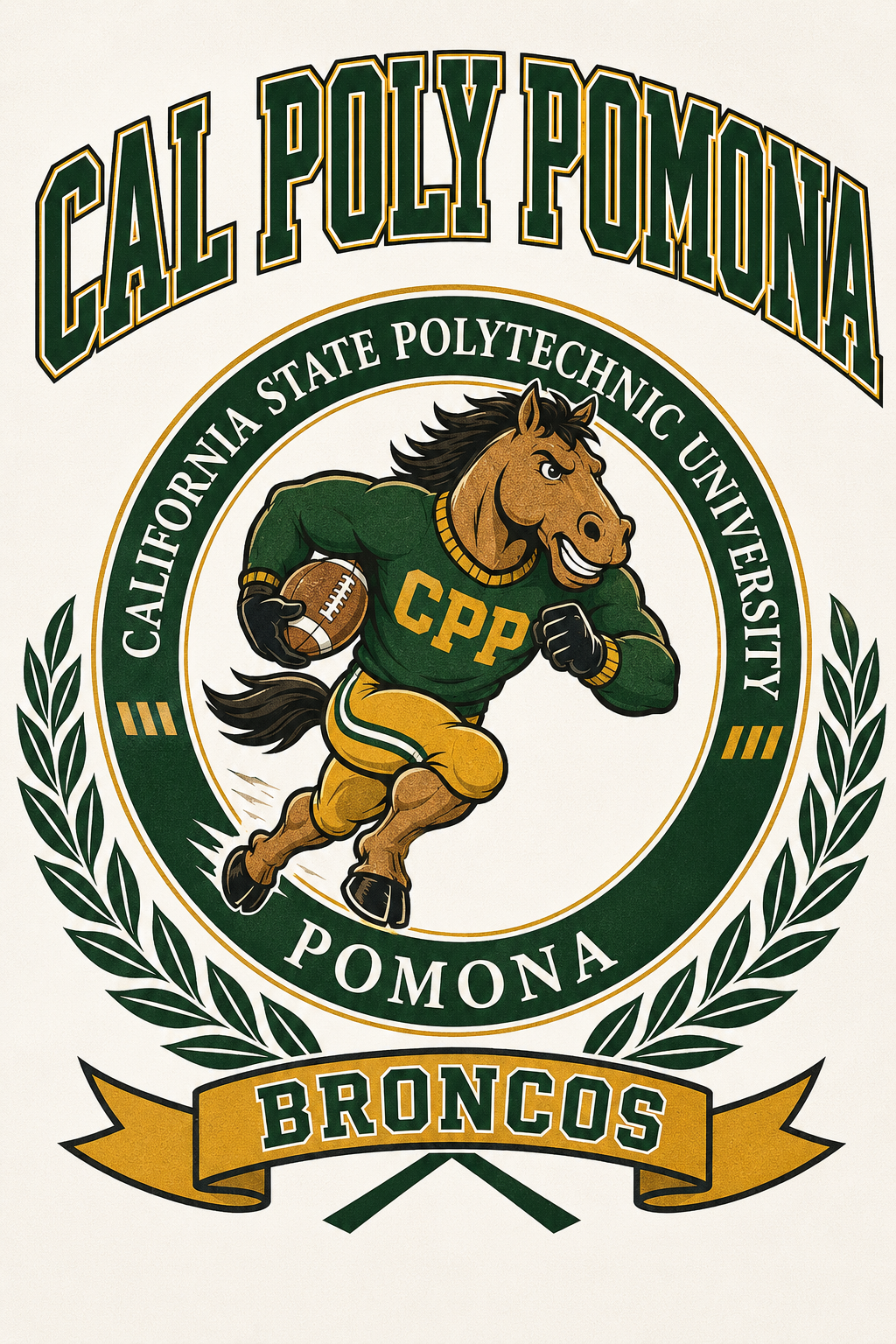 Cal Poly Pomona Broncos Horse Football Graphic