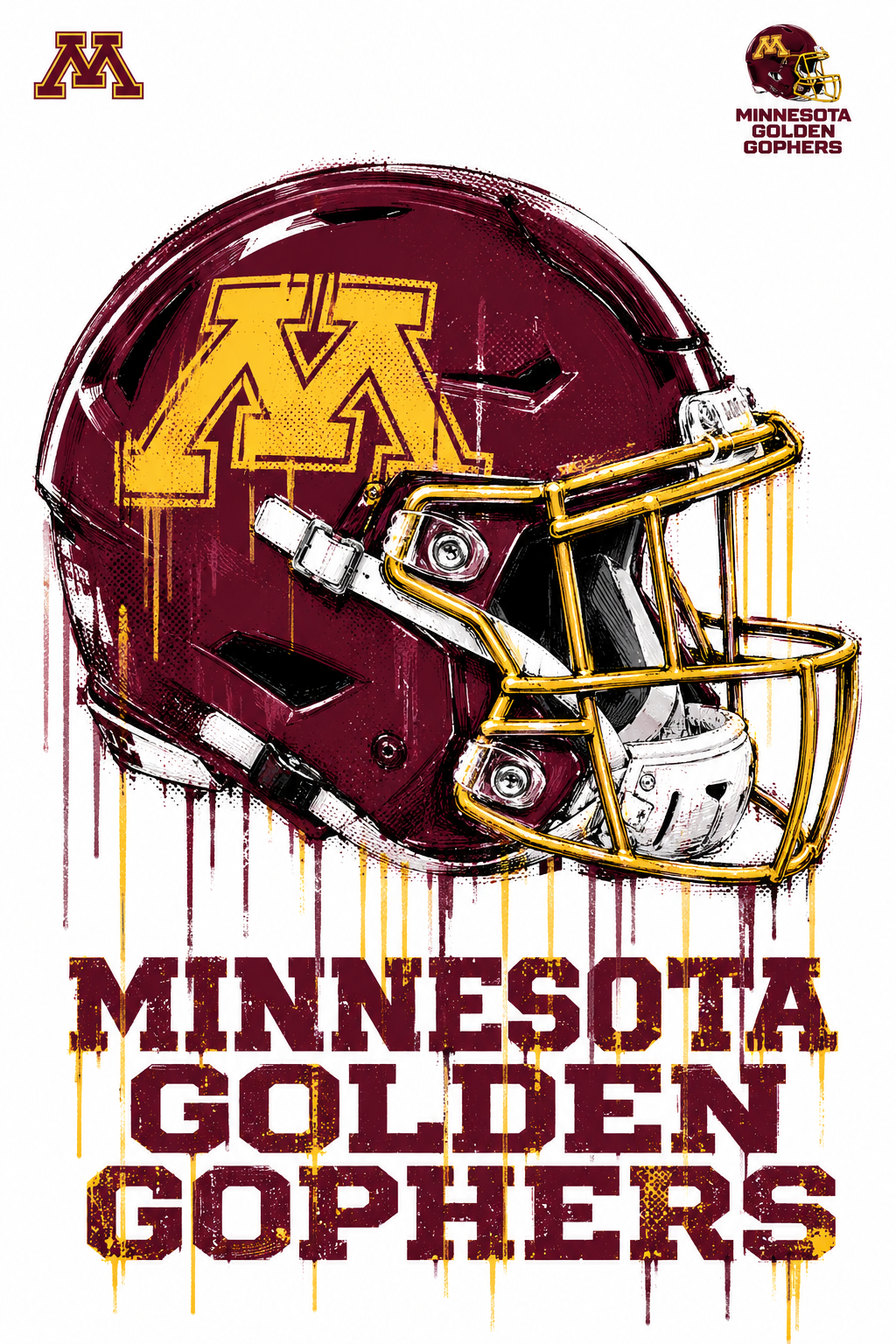 Minnesota Golden Gophers Football Helmet Graphic Wall Art