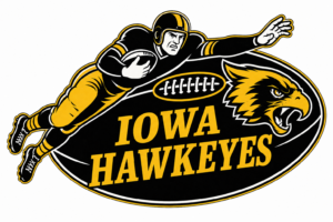 Iowa Hawkeyes Football Player and Hawk Wall Art