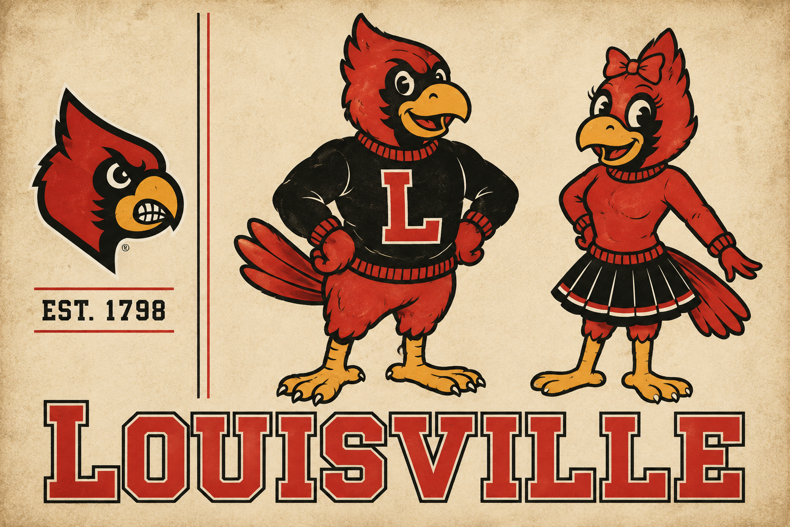 Louisville Cardinals Vintage-Inspired Duo Wall Art
