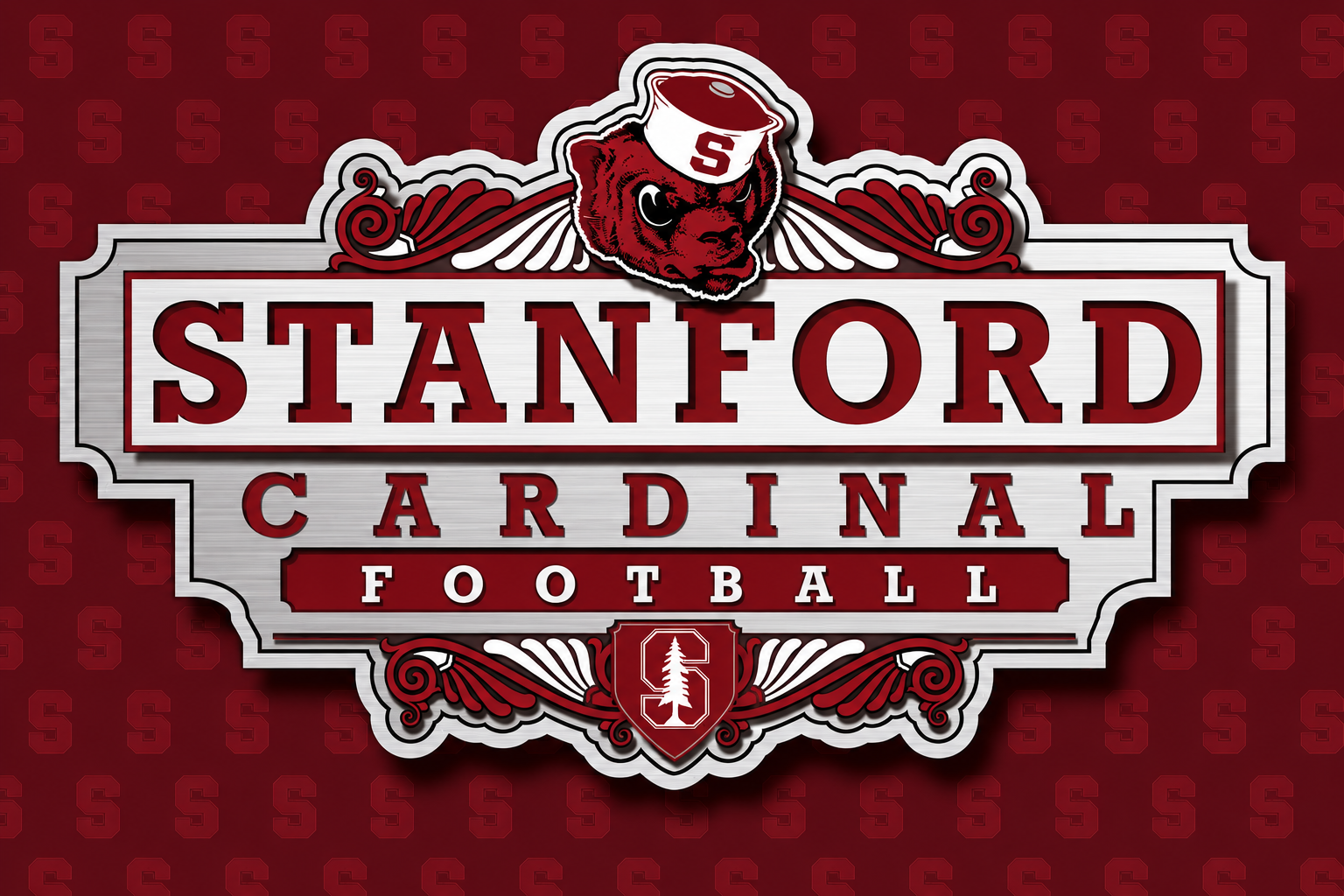 Stanford Cardinal Football Vintage-Style Sign Design