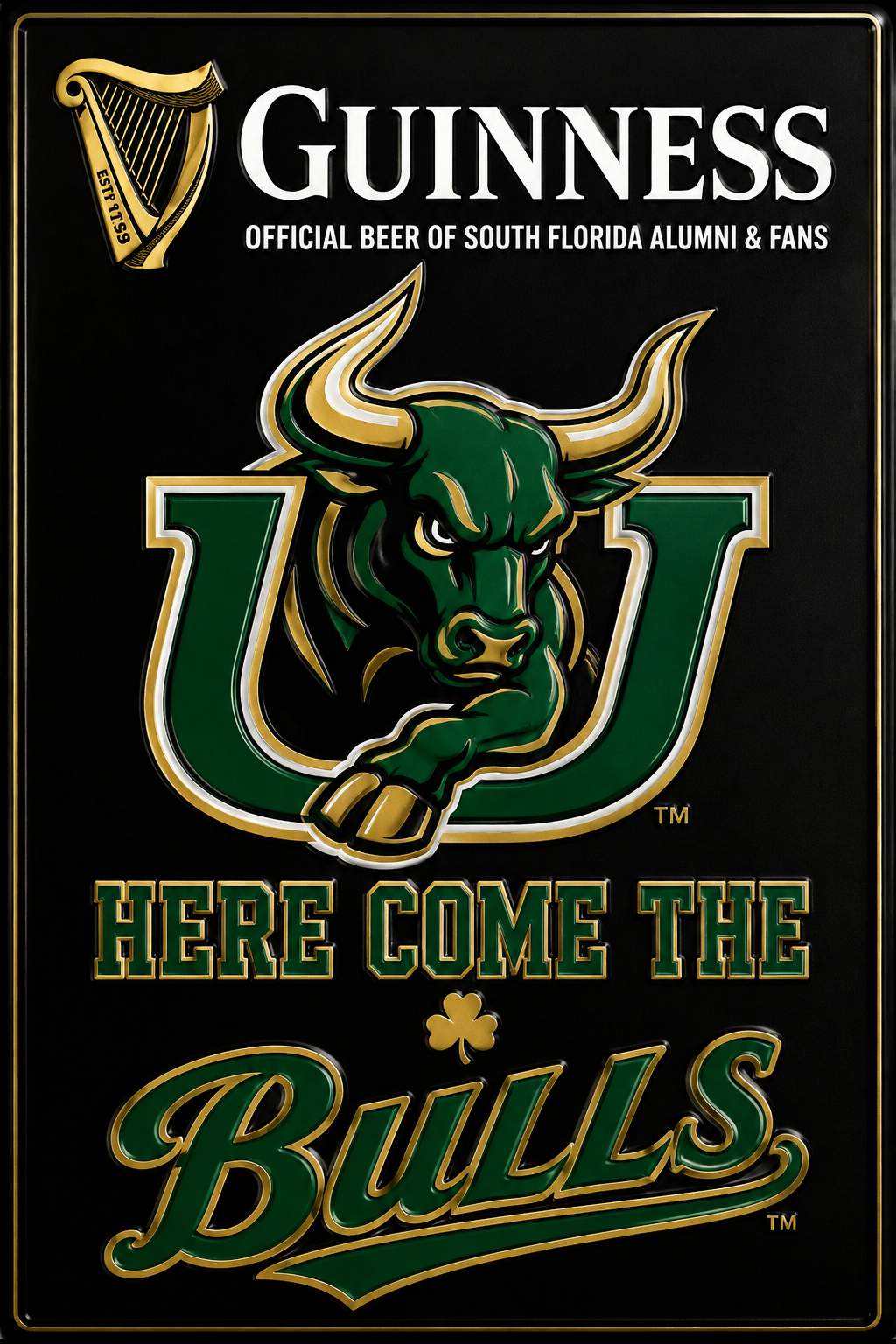 Guinness South Florida Bulls Green and Gold Wall Sign