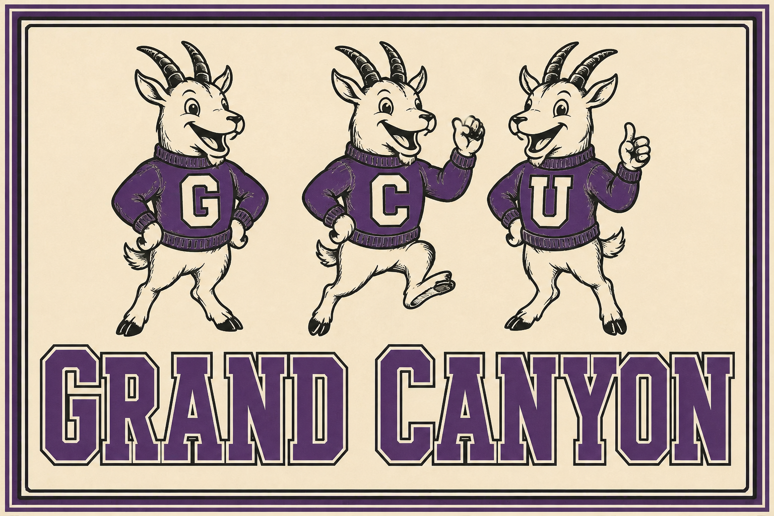 Purple Goat Mascots Grand Canyon Decorative Wall Art