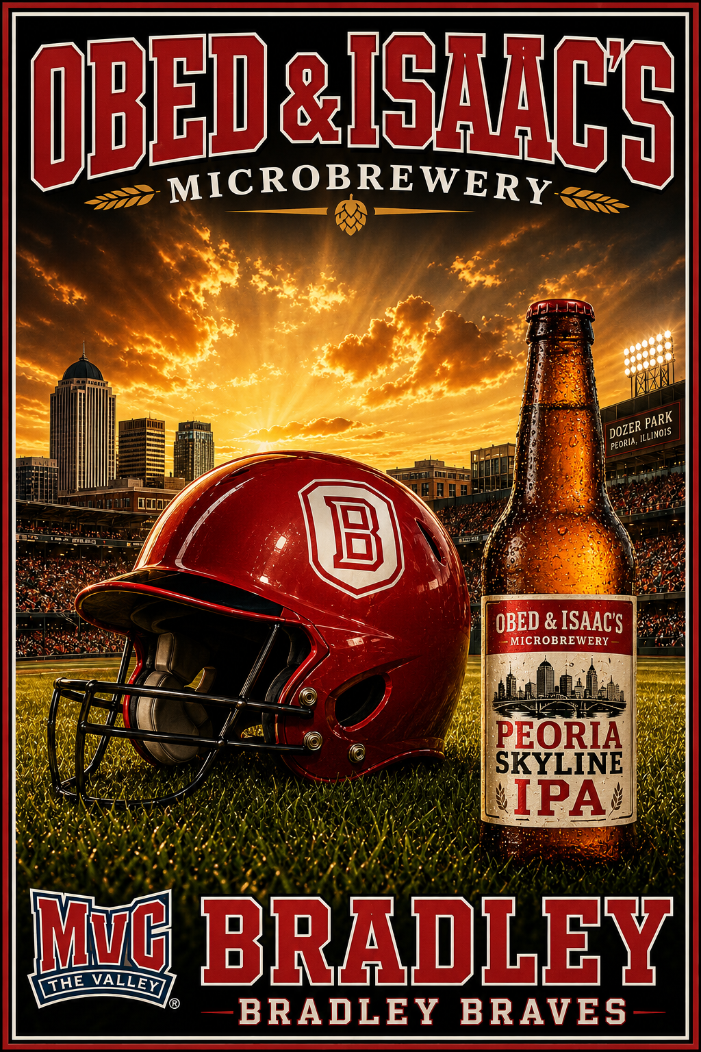 Obed & Isaac’s Peoria Skyline IPA Bradley Braves Poster