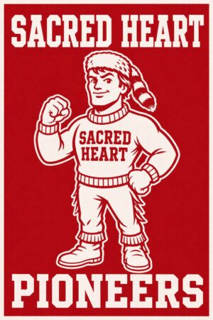 Sacred Heart Pioneers Mascot Graphic Red Wall Art Print