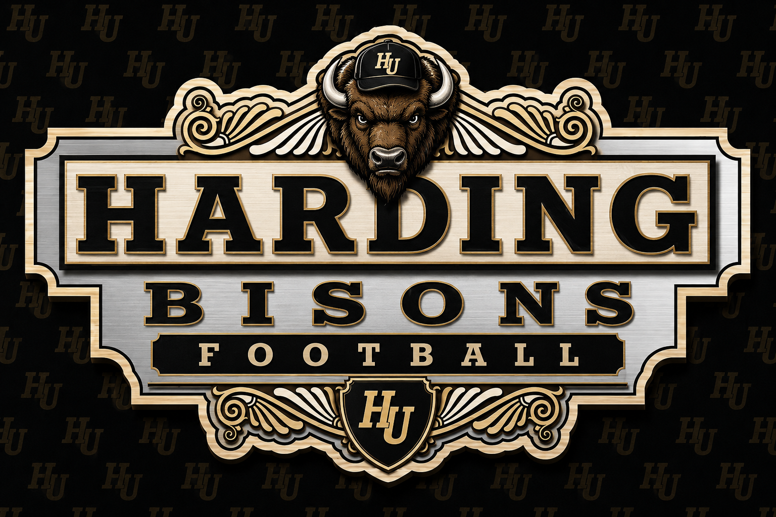 Harding Bisons Football Bison Wall Art Sign