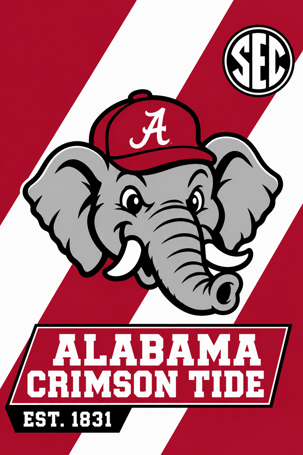 Alabama Crimson Tide Elephant Mascot Wall Art Design