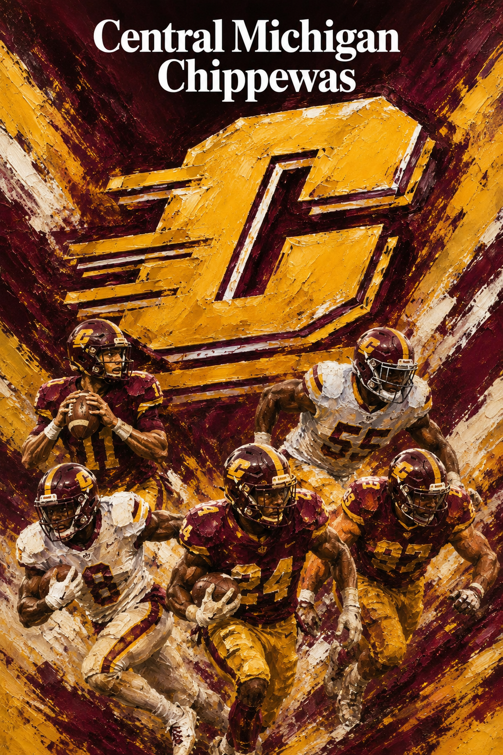 Central Michigan Chippewas Football Players Wall Art