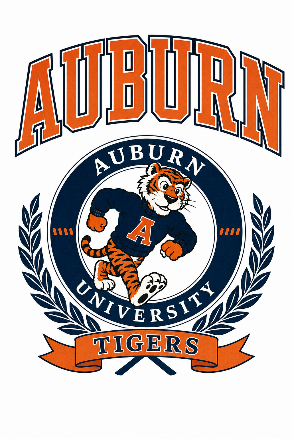 Auburn Tigers Orange and Navy Mascot Wall Art