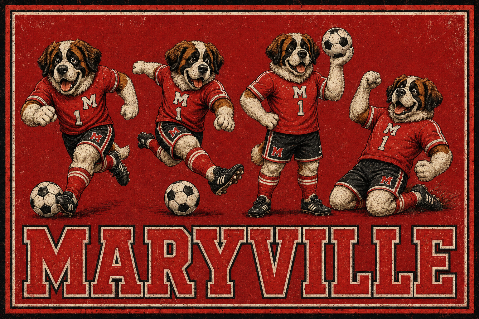 Maryville Soccer Dogs Vintage-Style Wall Art