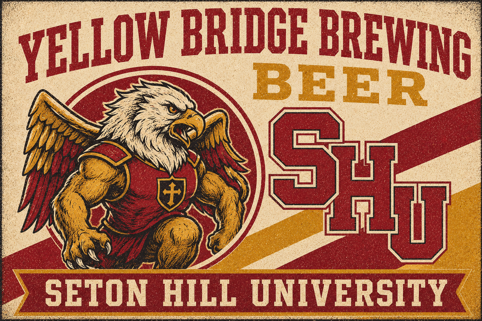 Seton Hill University Eagle Vintage-Style Beer Wall Art
