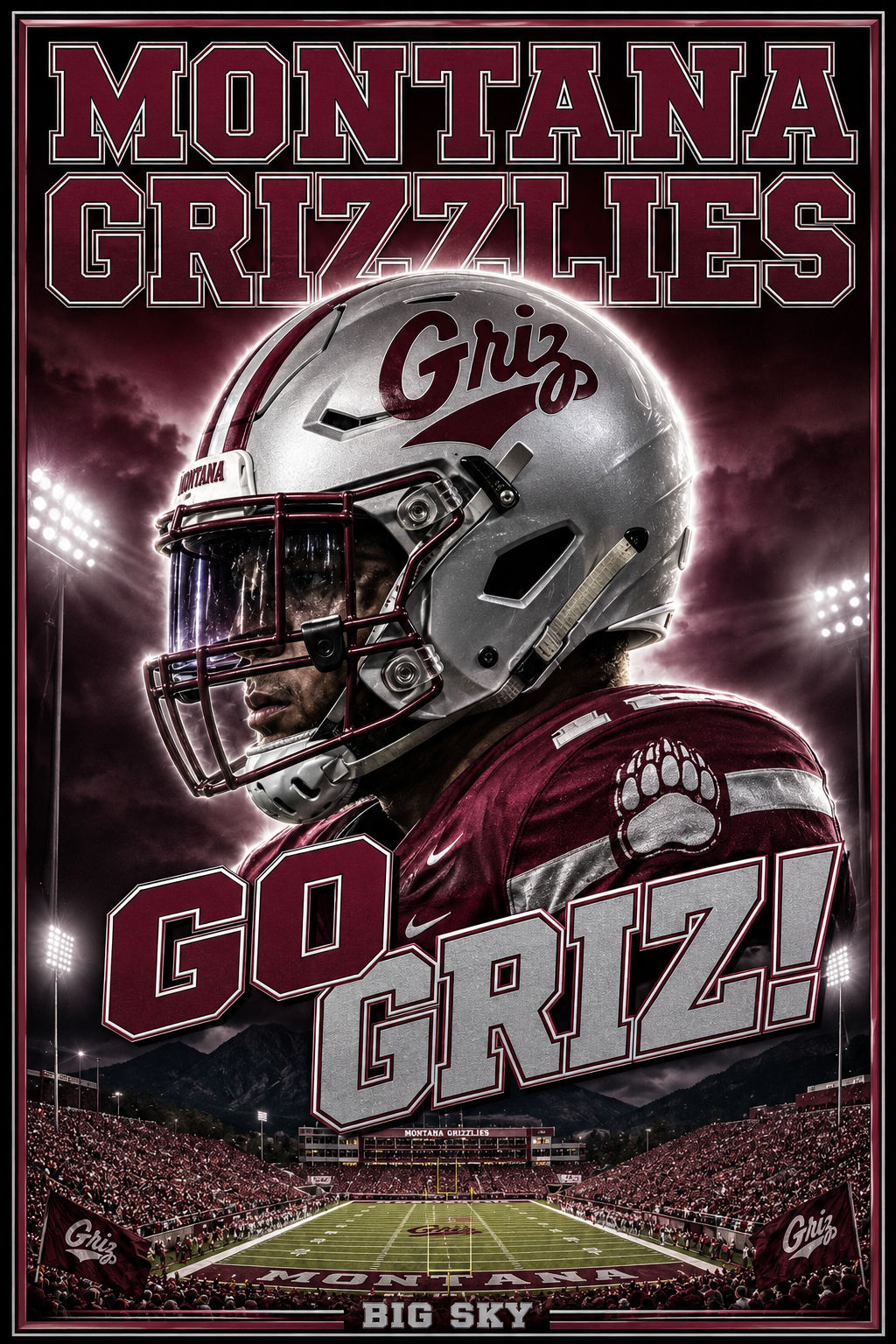 Montana Grizzlies Football Big Sky Stadium Wall Art