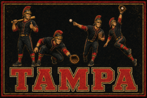 Tampa Baseball Players Vintage-Style Graphic Wall Art