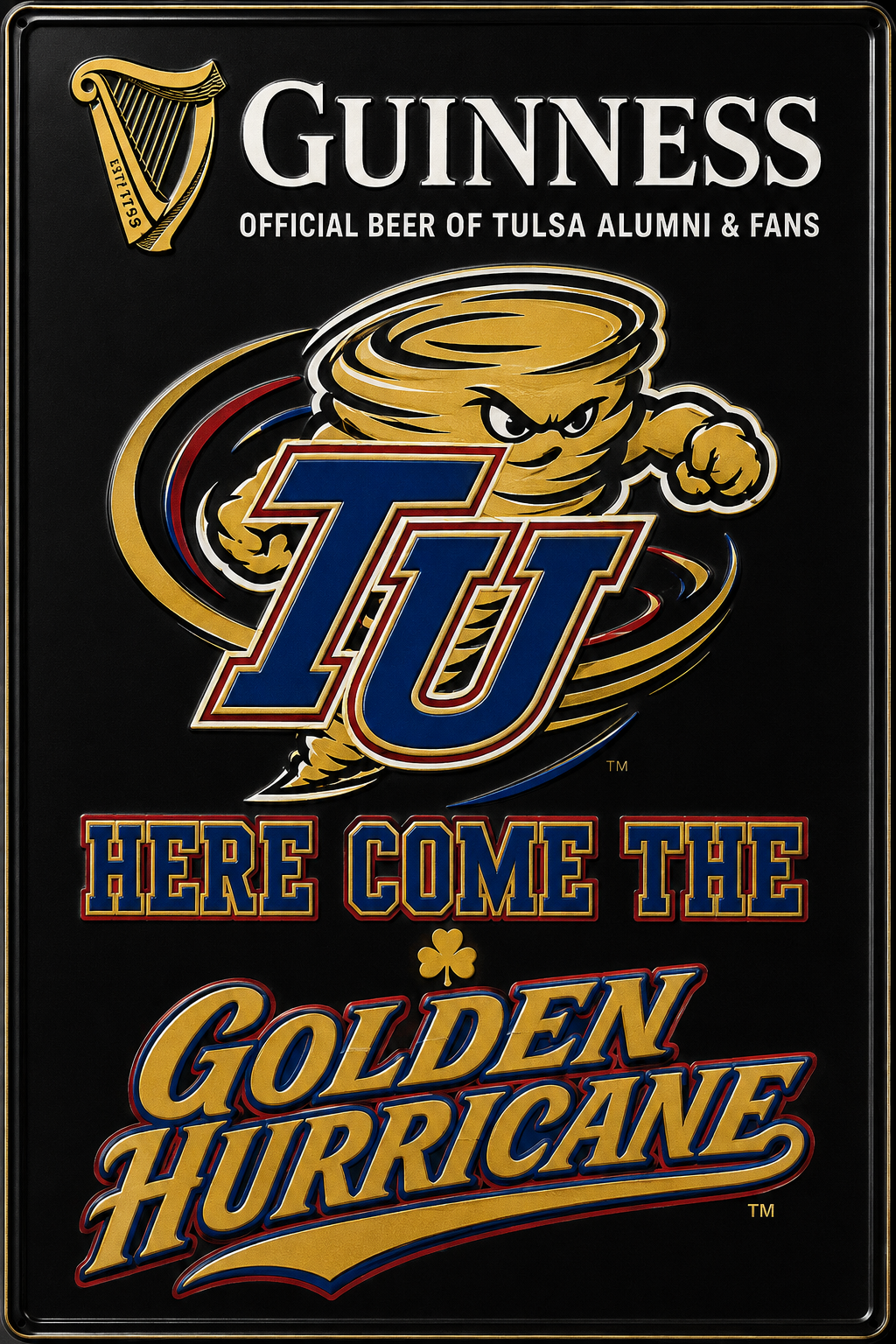 Guinness Tulsa Golden Hurricane Wall Sign