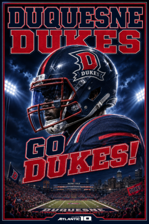 Duquesne Dukes Football GO DUKES Wall Art Poster