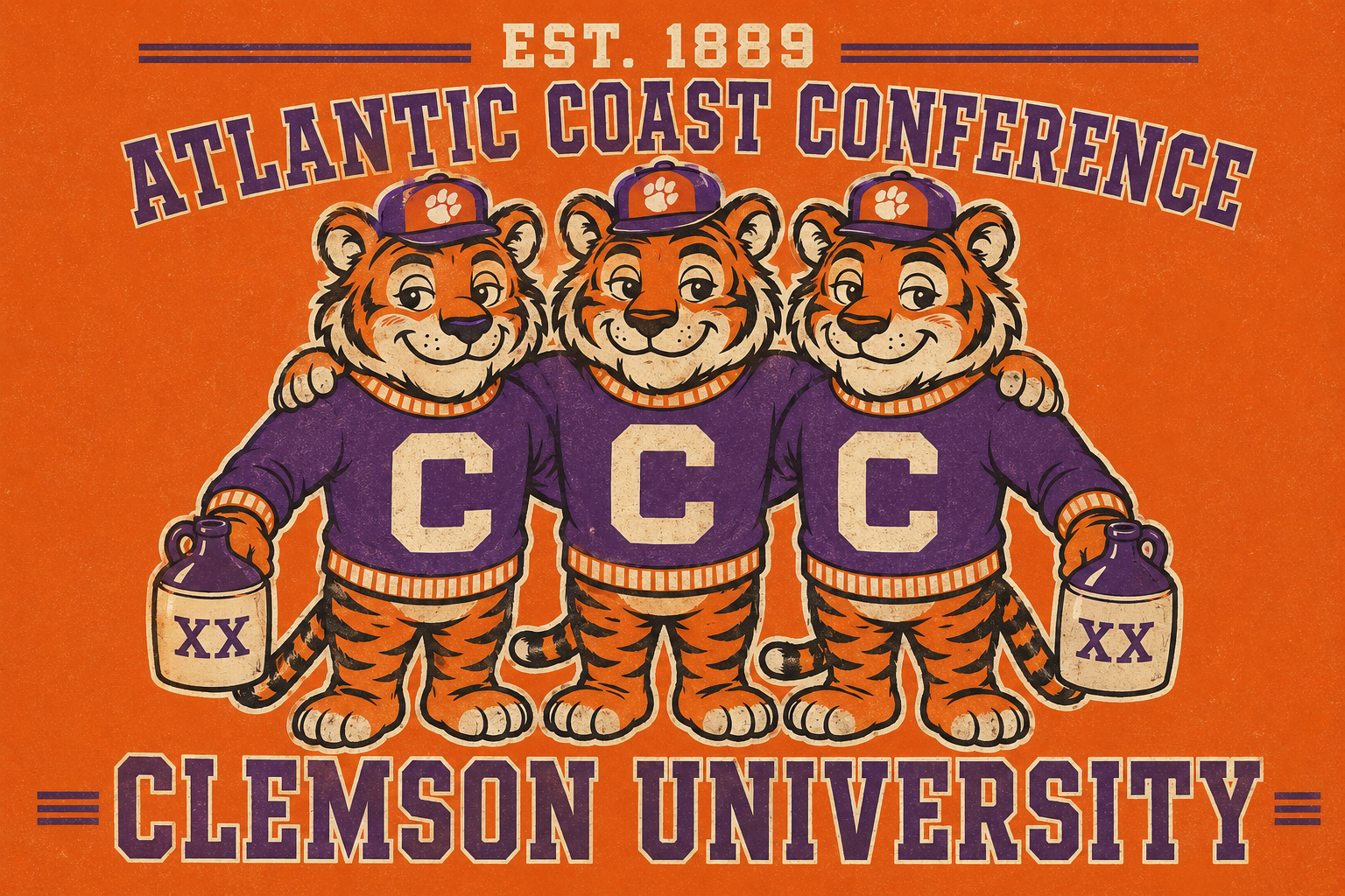 Clemson Tigers Atlantic Coast Conference Vintage-Style Wall Art