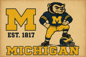 Michigan Wolverine Mascot Vintage-Style Wall Art