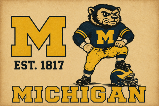 Michigan Wolverine Mascot Vintage-Style Wall Art