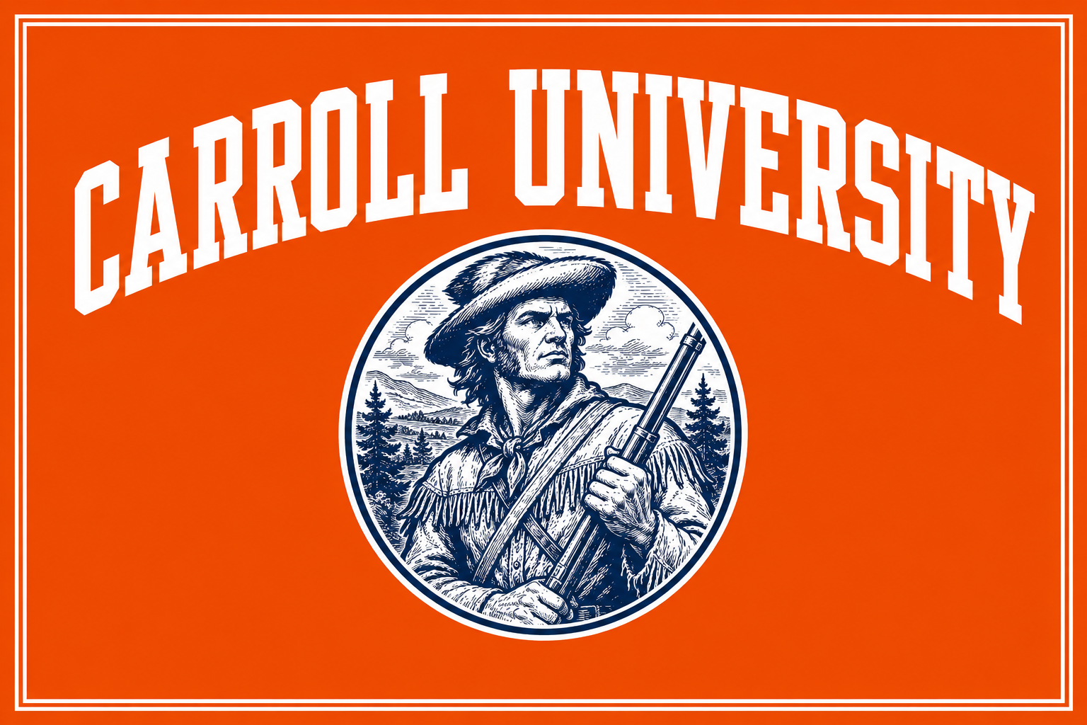Carroll University Orange Frontier Illustration Wall Art